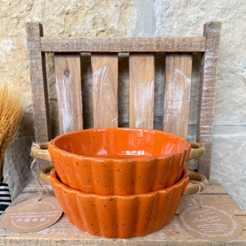 🆕 10 Strawberry Street | Set of 2 Small Pumpkin Dish / Casserole!